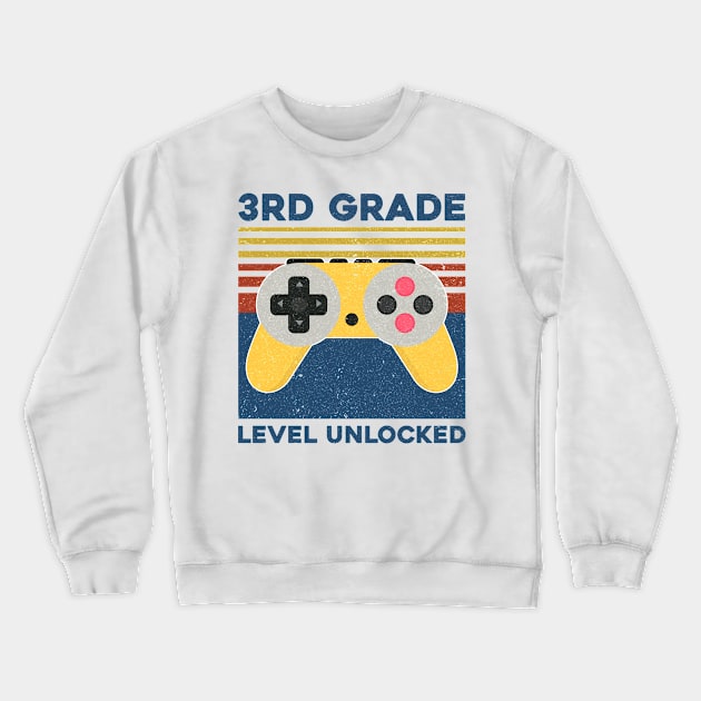 Kids 3rd Grade Level Unlocked Back To School Video Gamer Crewneck Sweatshirt by hardyhtud
